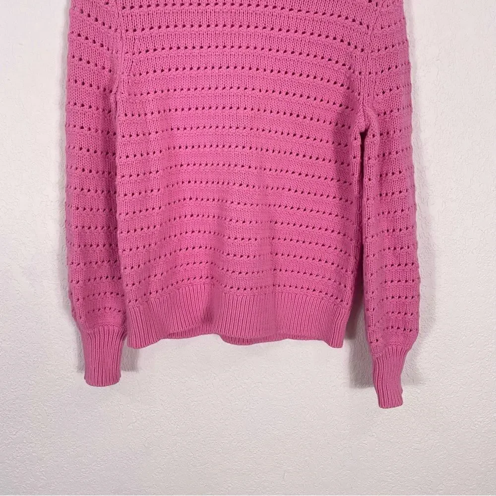 J. Crew Bubblegum Pink Cutout Hole Patterned‎ Pullover Sweater